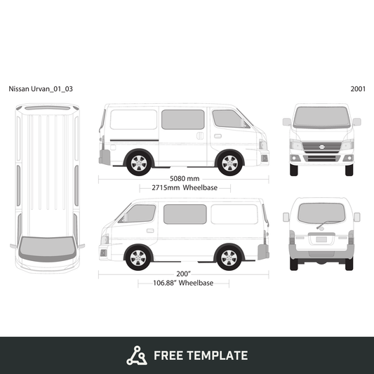 2001 Nissan Urvan free vector vehicle wrap template - GravBase