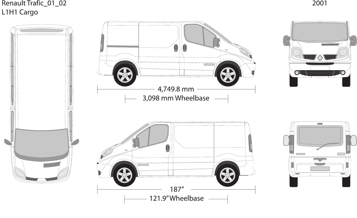 2001 Renault Trafic vector wrap template V02, Design-Ready PDF - GravBase