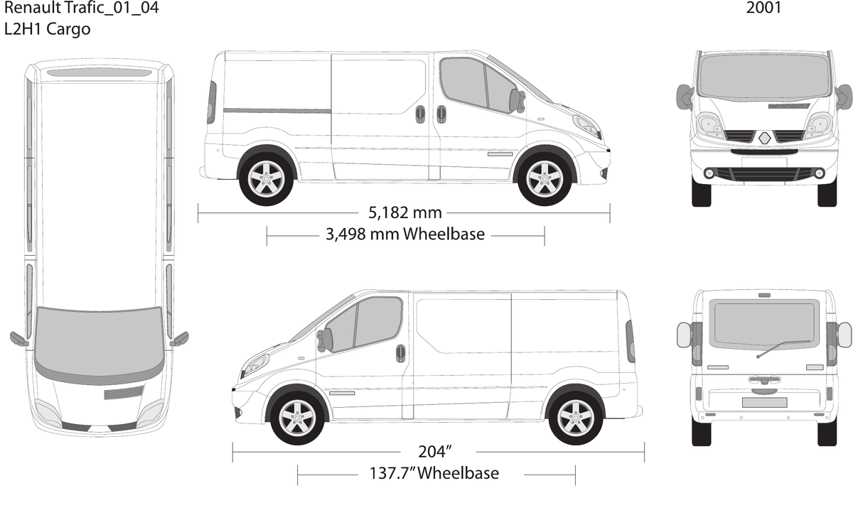 2001 Renault Trafic vector wrap template V04, Design-Ready PDF - GravBase