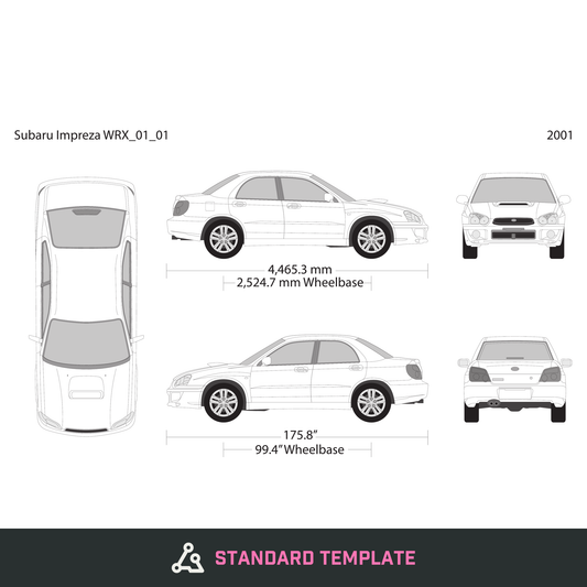 2001 Subaru Impreza vector wrap template V01, Design-Ready PDF - GravBase