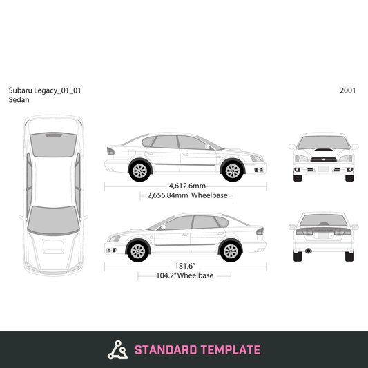 2001 Subaru Legacy vector wrap template, Design-Ready PDF - GravBase