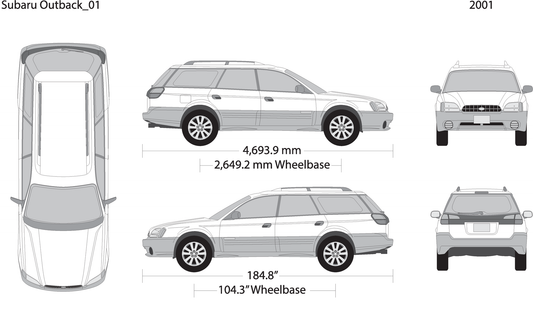 2001 Subaru Outback V01 Vehicle Wrap Template