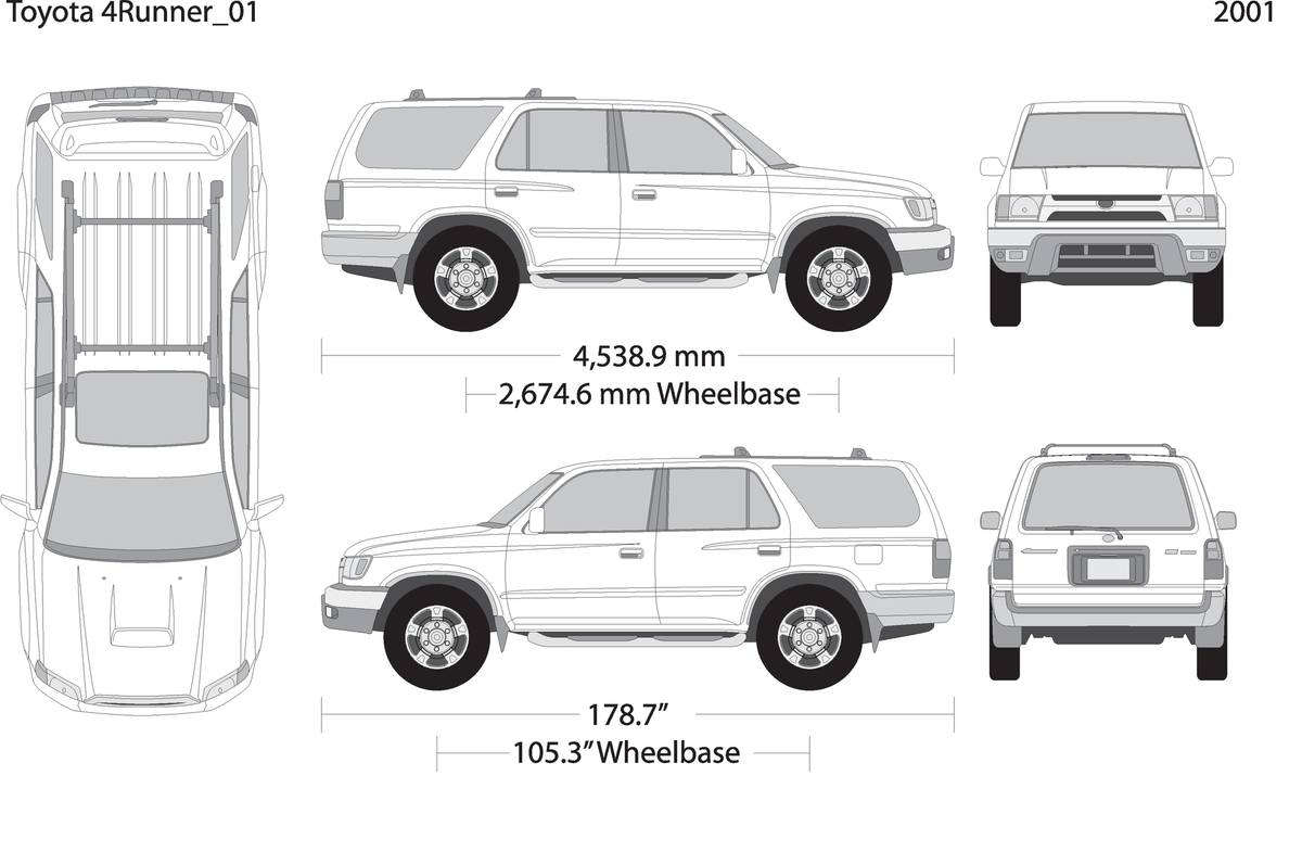 2001 Toyota 4 Runner V01 Vehicle Wrap Template