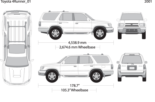 2001 Toyota 4 Runner V01 Vehicle Wrap Template