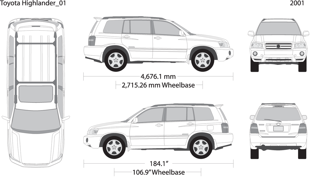 2001 Toyota Highlander V01 Vehicle Wrap Template