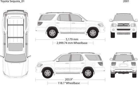 2001 Toyota Sequoia vector wrap template, Design-Ready PDF - GravBase