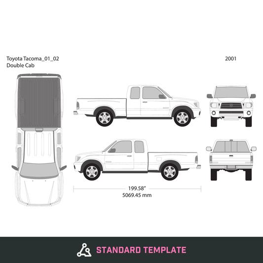2001 Toyota Tacoma vector wrap template V02, Design-Ready PDF - GravBase