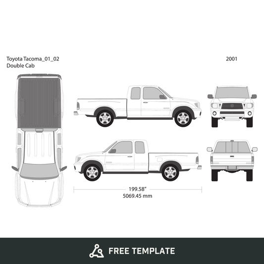 2001 Toyota Tacoma free vector vehicle wrap template - GravBase