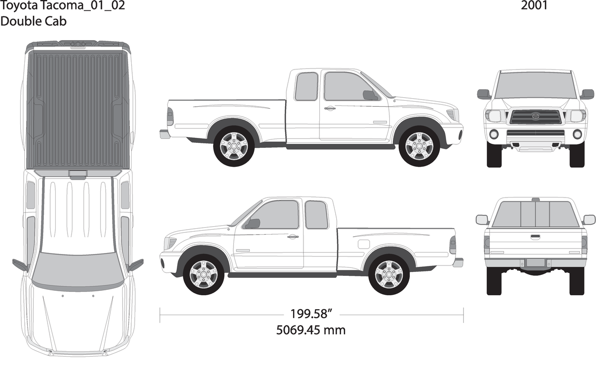 2001 Toyota Tacoma V02 Vehicle Wrap Template