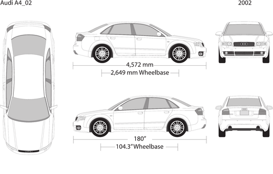 2002 Audi A4 vector wrap template, Design-Ready PDF - GravBase