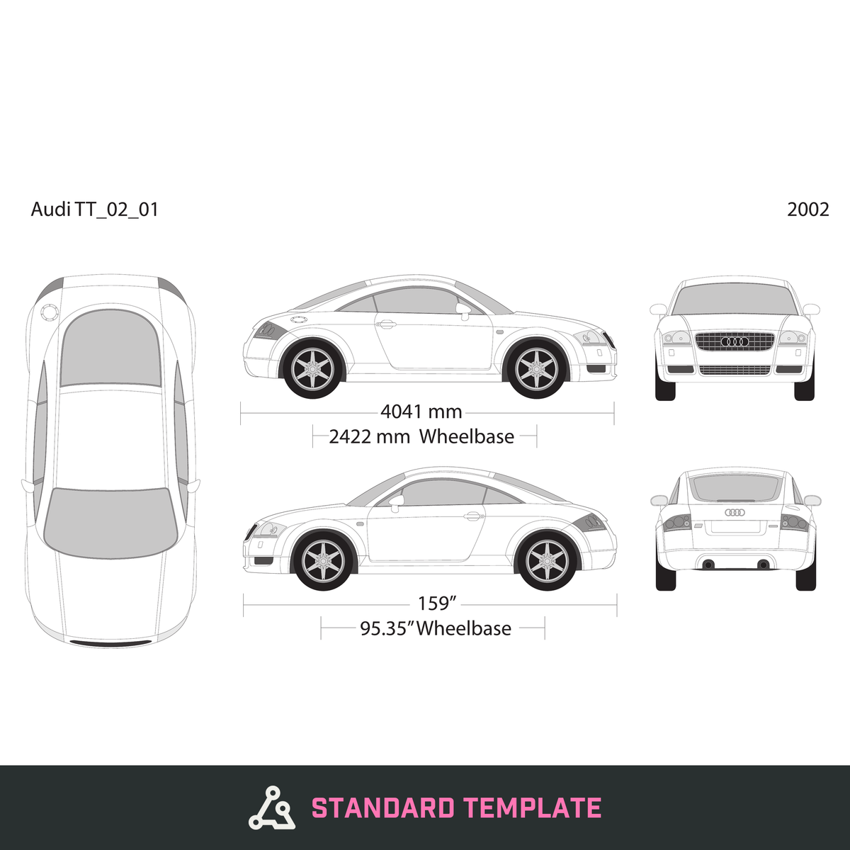 2002 Audi TT vector wrap template, Design-Ready PDF - GravBase