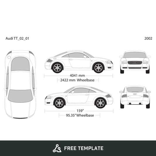 2002 Audi TT free vector vehicle wrap template - GravBase