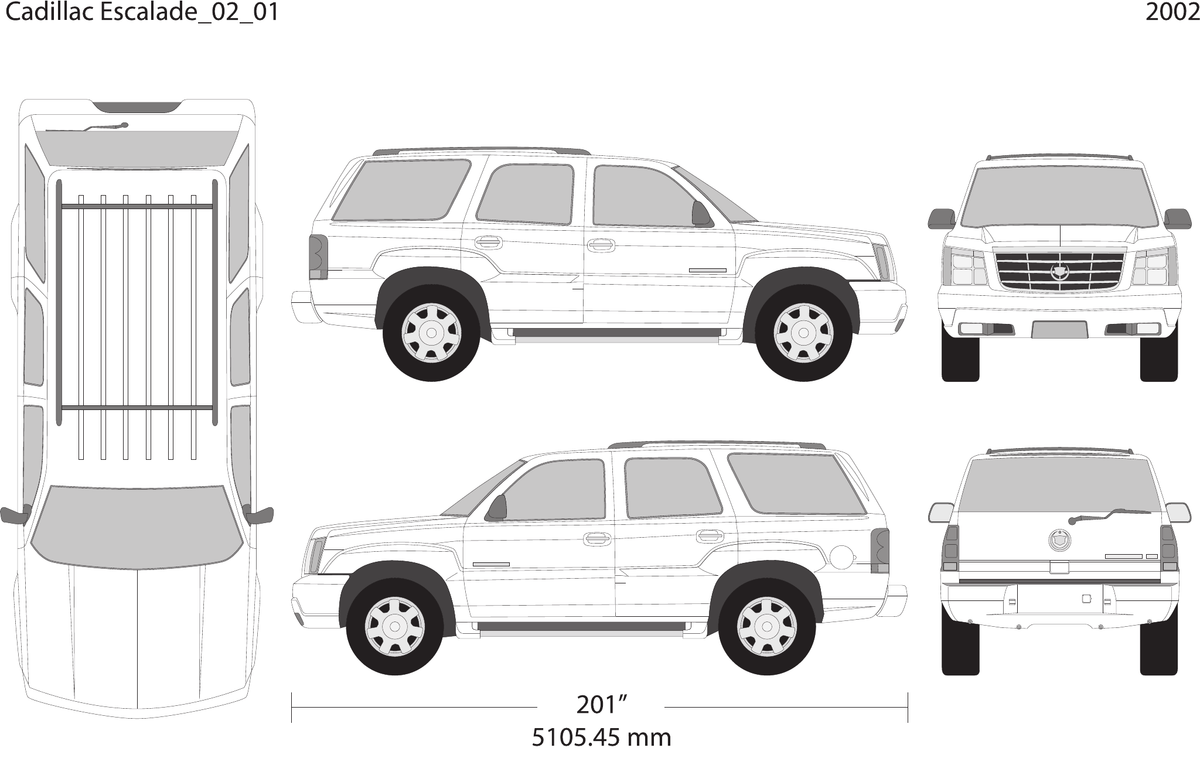 2002 Cadillac Escalade vector wrap template, Design-Ready PDF - GravBase