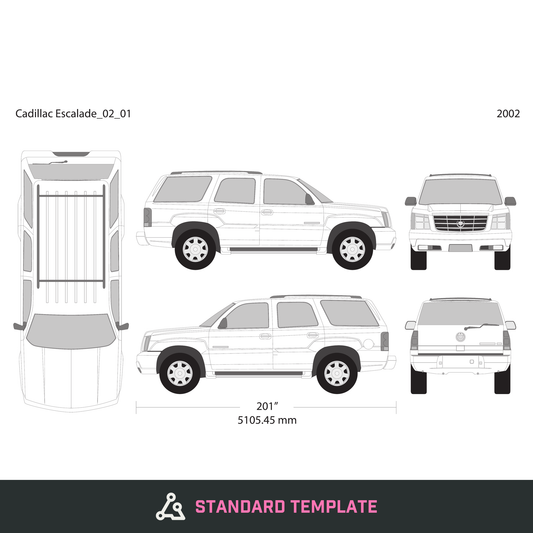 2002 Cadillac Escalade vector wrap template, Design-Ready PDF - GravBase