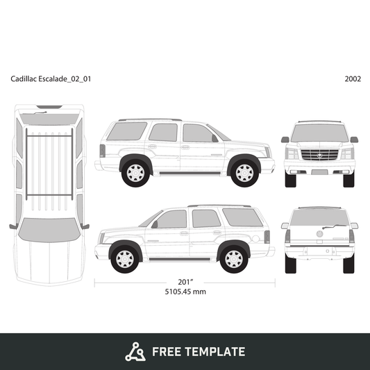 2002 Cadillac Escalade free vector vehicle wrap template - GravBase