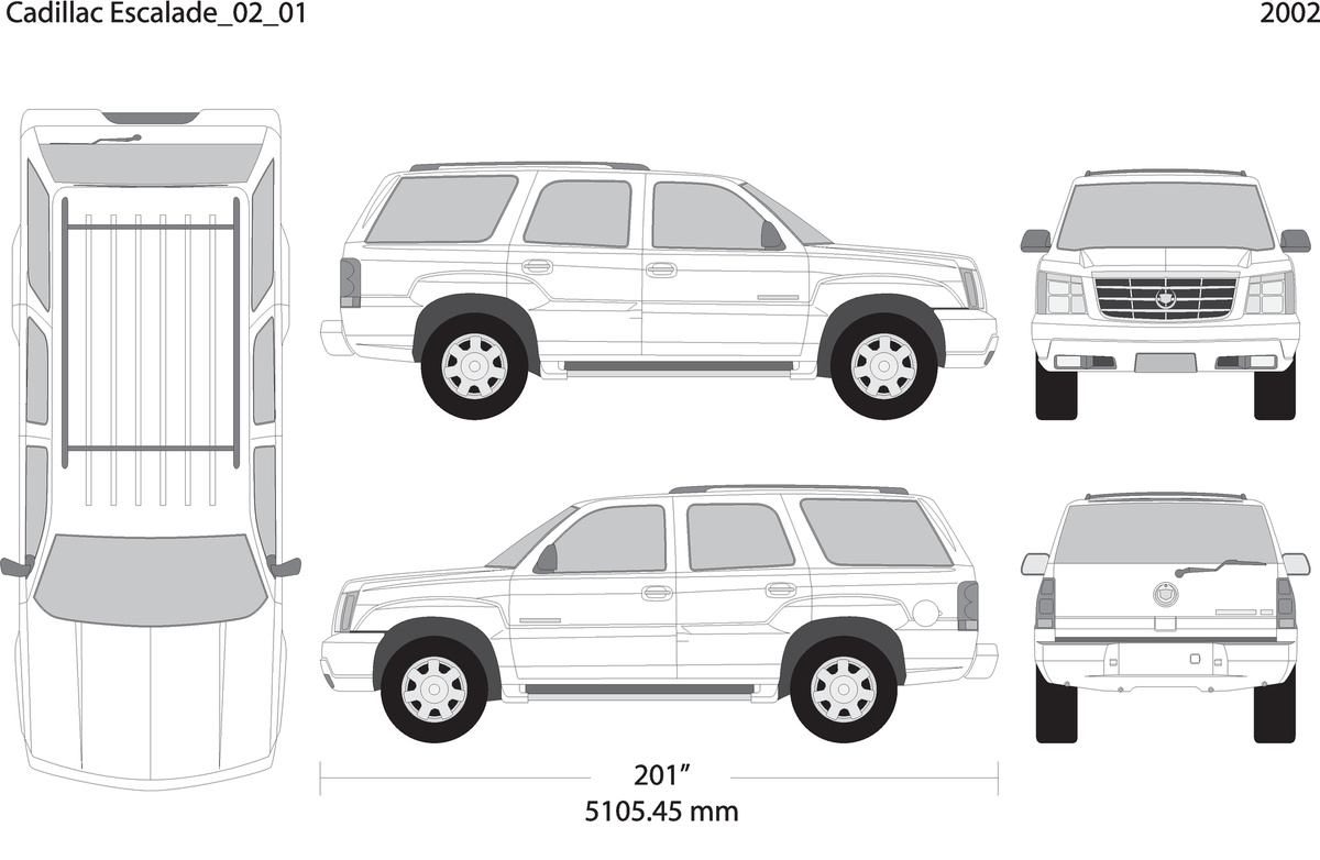 2002 Cadillac Escalade V01 Vehicle Wrap Template