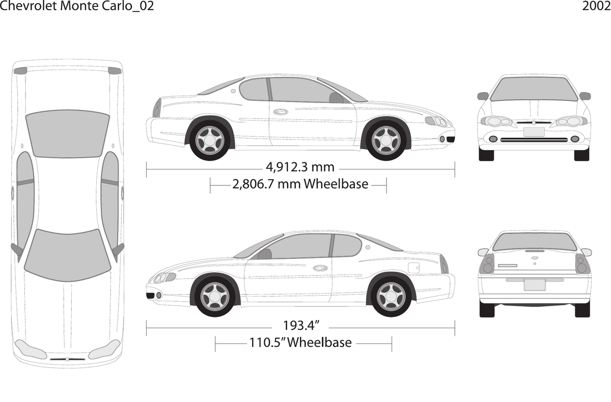 2002 Chevy Montcarl vector wrap template, Design-Ready PDF - GravBase