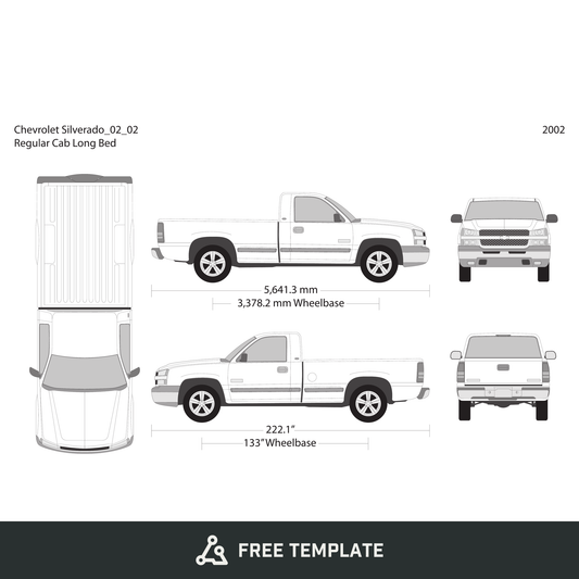 2002 Chevy Silverado 1500 free vector vehicle wrap template - GravBase