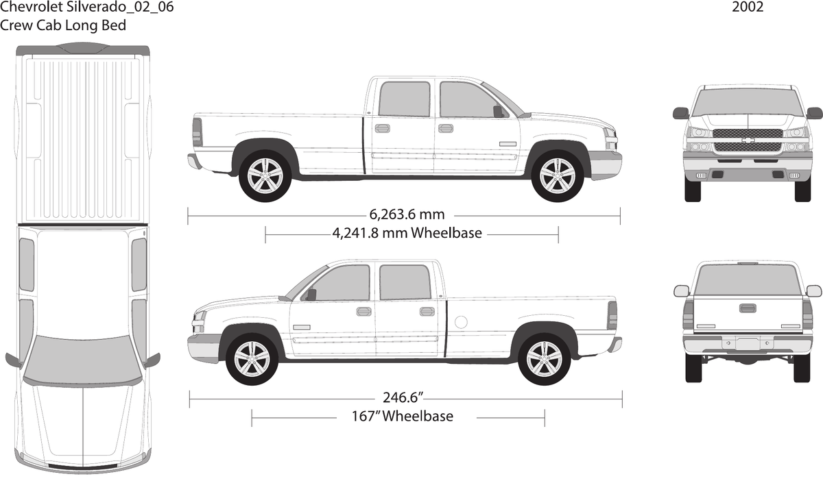 2002 Chevy Silverado 1500 Vector Wrap Template - GravBase