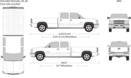 2002 Chevy Silverado 1500 Vector Wrap Template - GravBase