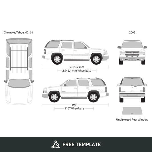 2002 Chevy Tahoe free vector vehicle wrap template - GravBase