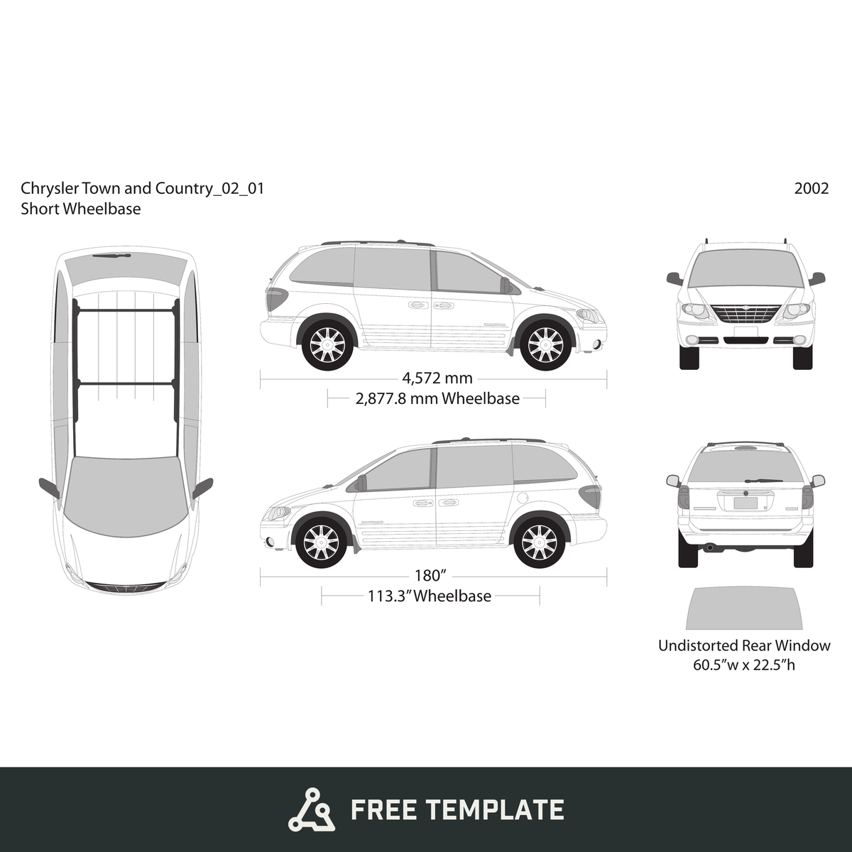 2002 Chrysler Town And Country free vector vehicle wrap template - GravBase