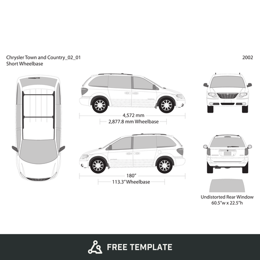 2002 Chrysler Town And Country free vector vehicle wrap template - GravBase