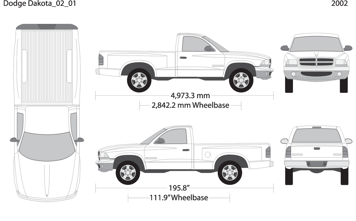 2002 Dodge Dakota V01 Vehicle Wrap Template