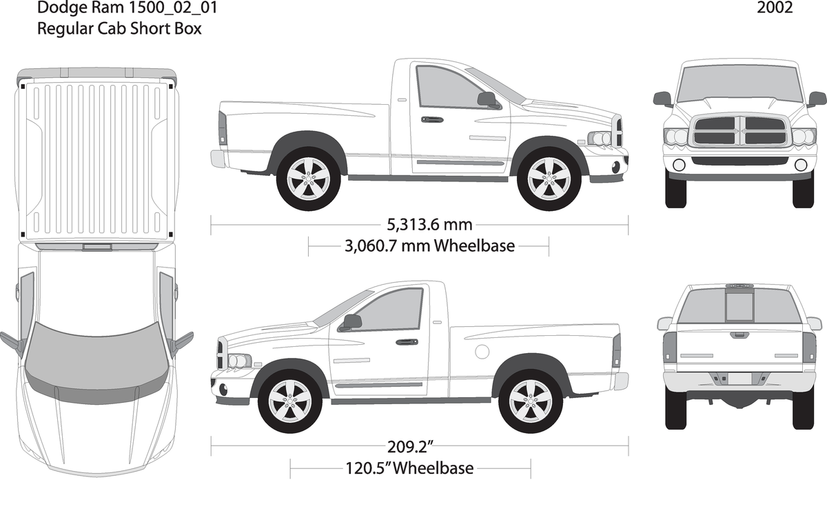 2002 Dodge Ram 1500 V01 Vehicle Wrap Template