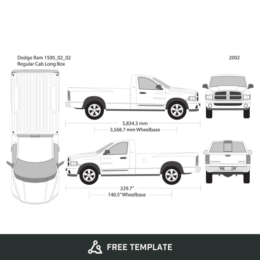 2002 Dodge Ram 1500 free vector vehicle wrap template - GravBase