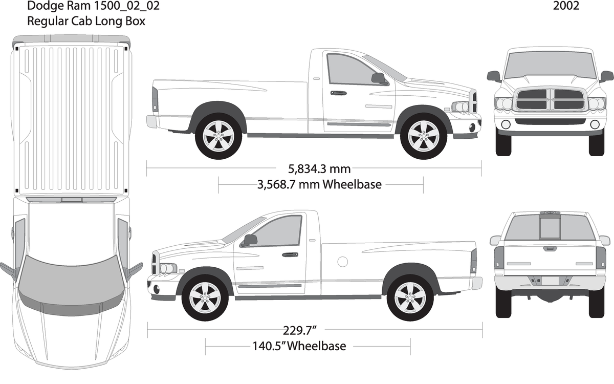 2002 Dodge Ram 1500 V02 Vehicle Wrap Template
