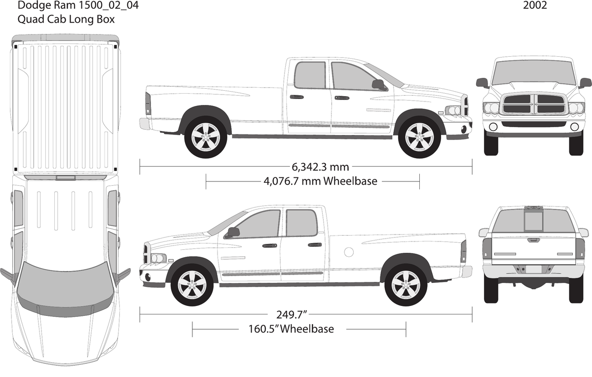 2002 Dodge Ram 1500 vector wrap template V04, Design-Ready PDF - GravBase