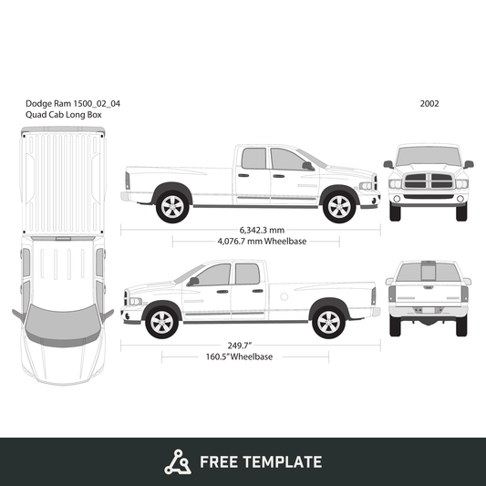 2002 Dodge Ram 1500 free vector vehicle wrap template - GravBase