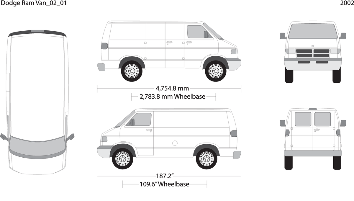 2002 Dodge Ram Van V01 Vehicle Wrap Template