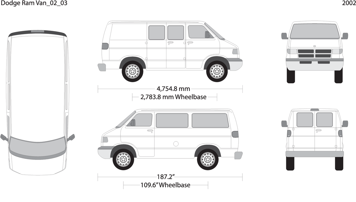 2002 Dodge Ram Van V03 Vehicle Wrap Template