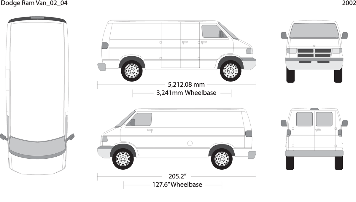 2002 Dodge Ram Van V04 Vehicle Wrap Template