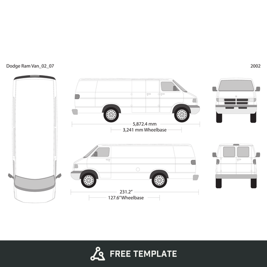 2002 Dodge Ram Van free vector vehicle wrap template - GravBase