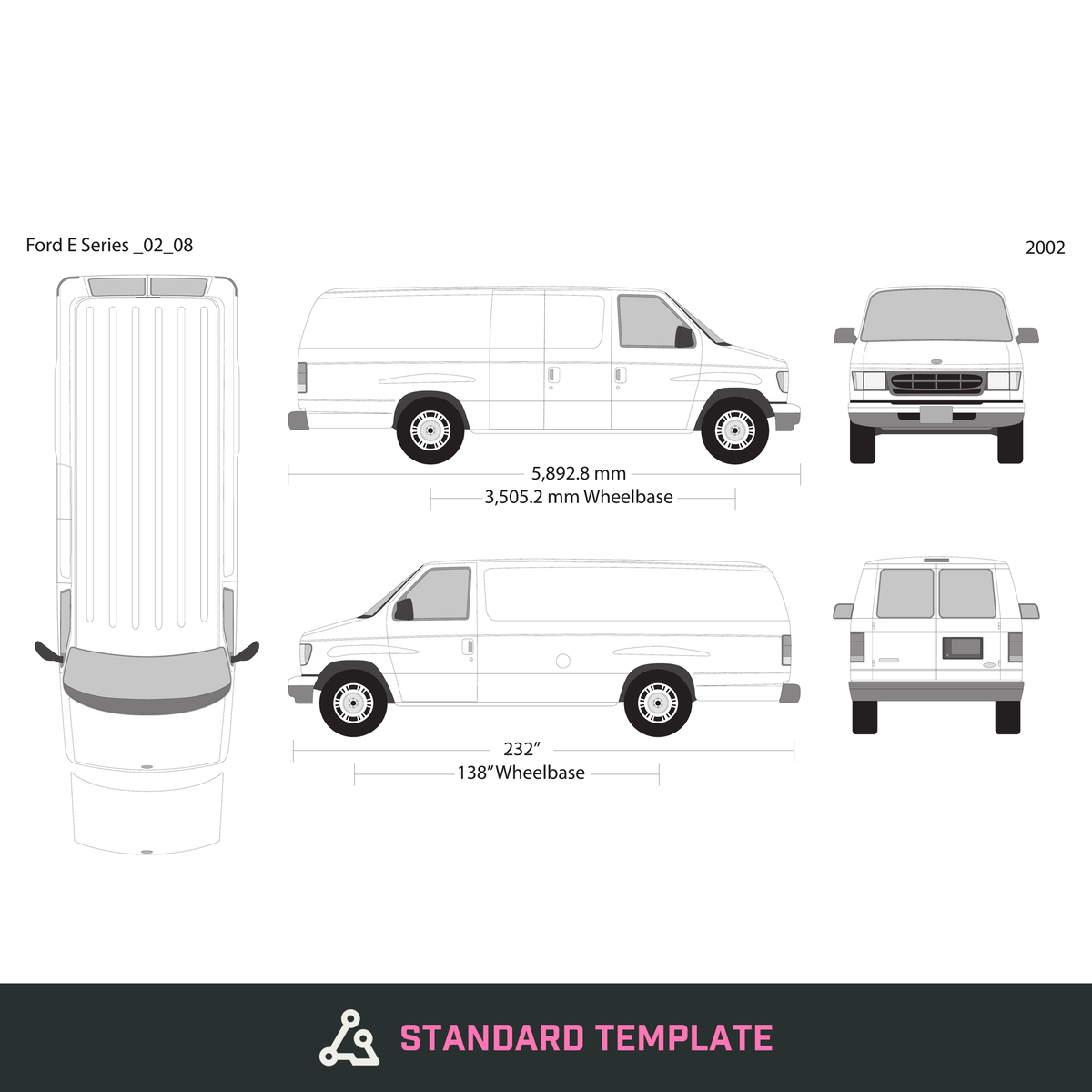 2002 Ford E Series vector wrap template V08, Design-Ready PDF - GravBase