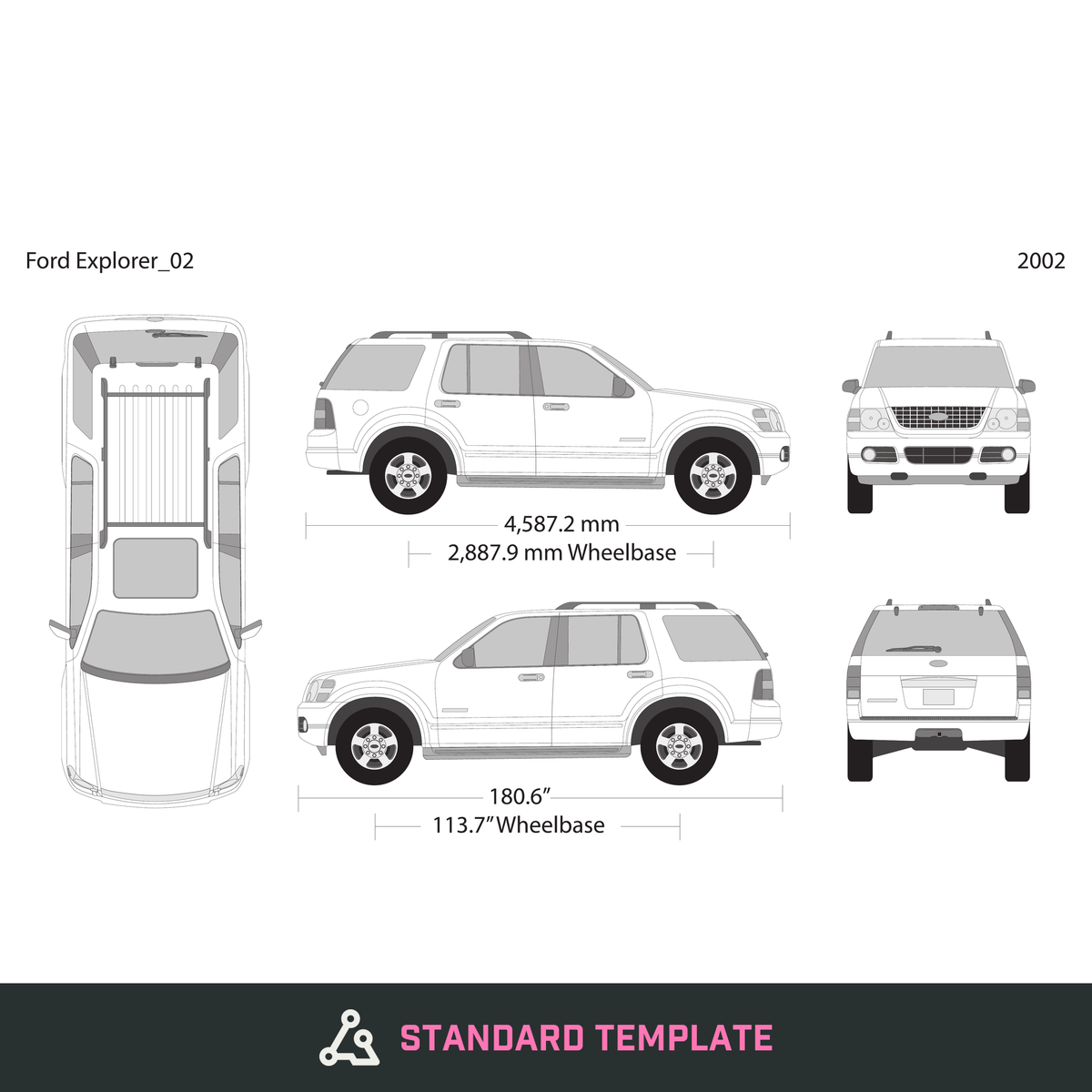 2002 Ford Explorer vector wrap template, Design-Ready PDF - GravBase