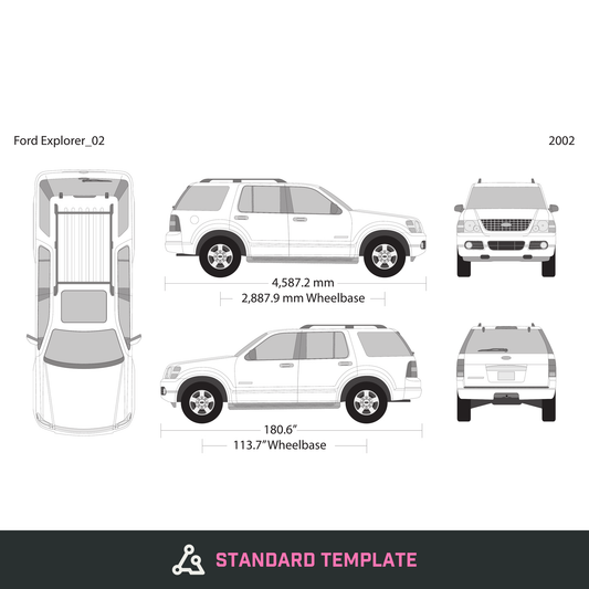 2002 Ford Explorer vector wrap template, Design-Ready PDF - GravBase