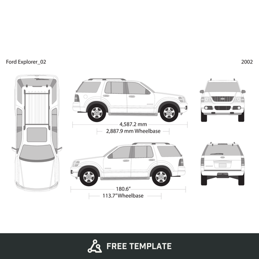 2002 Ford Explorer free vector vehicle wrap template - GravBase