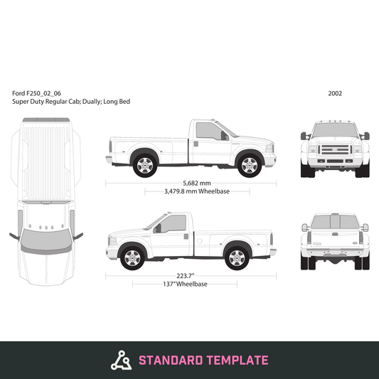 2002 Ford F-250 vector wrap template V06, Design-Ready PDF - GravBase