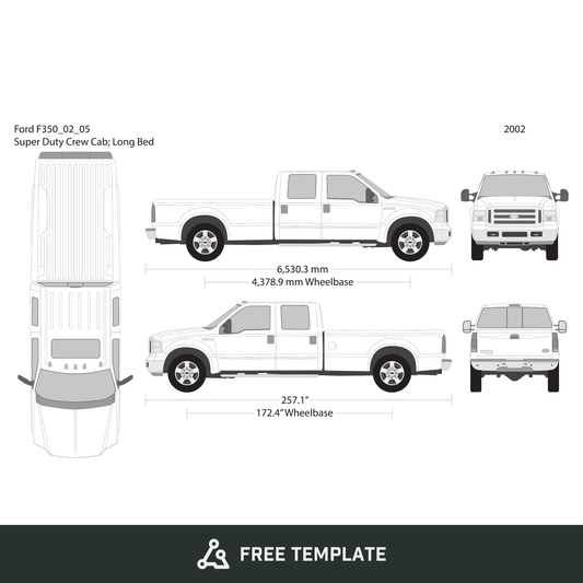2002 Ford F-350 free vector vehicle wrap template - GravBase