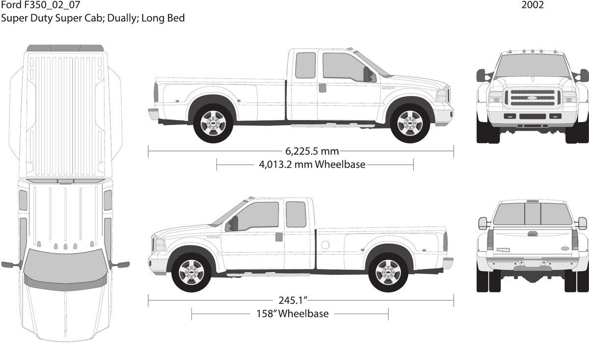 2002 Ford F-350 vector wrap template V07, Design-Ready PDF - GravBase