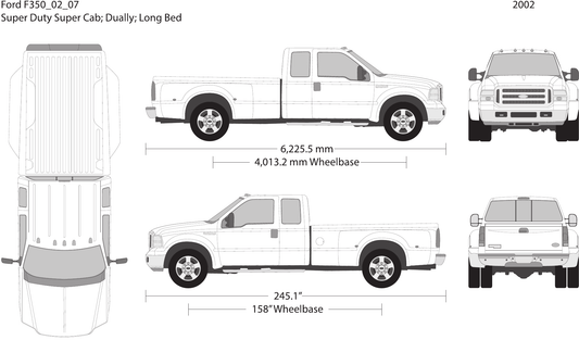 2002 Ford F-350 vector wrap template V07, Design-Ready PDF - GravBase