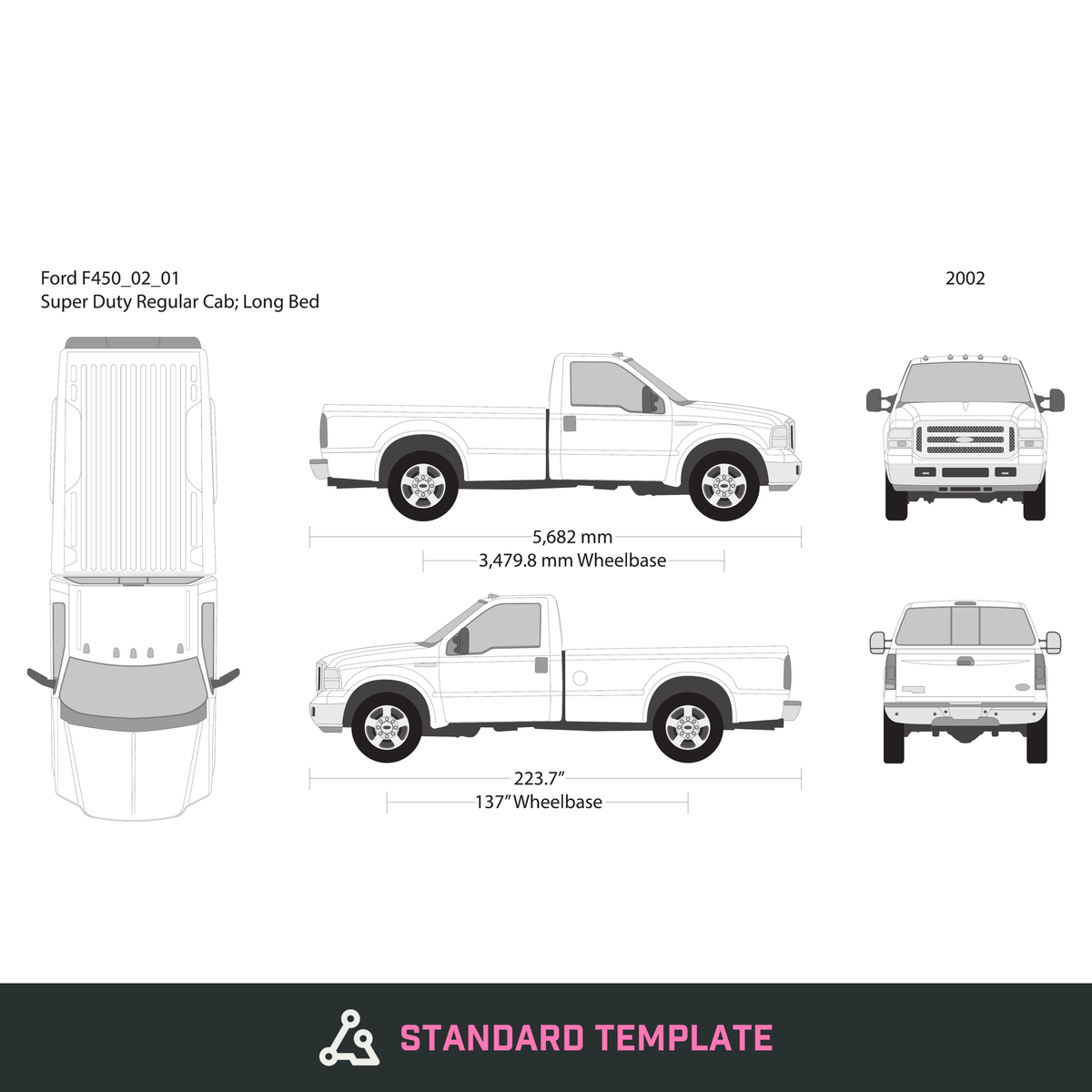 2002 Ford F-450 vector wrap template V01, Design-Ready PDF - GravBase