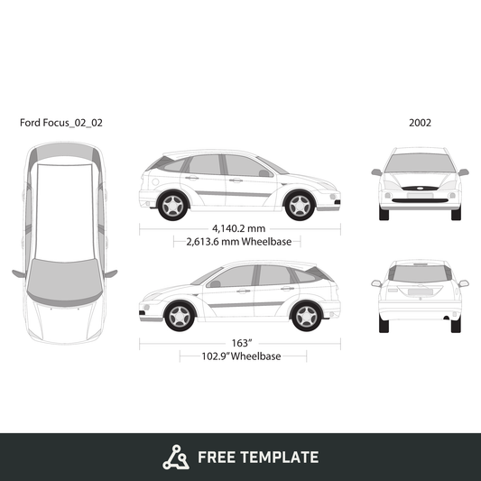 2002 Ford Focus free vector vehicle wrap template - GravBase