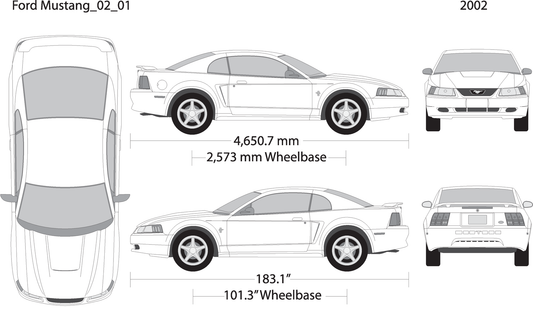 2002 Ford Mustang V01 Vehicle Wrap Template