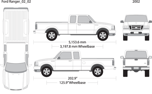 2002 Ford Ranger V02 Vehicle Wrap Template