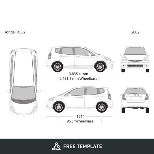 2002 Honda Fit free vector vehicle wrap template - GravBase